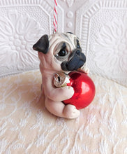Load image into Gallery viewer, Pug Christmas ornament Hand Sculpted Collectible