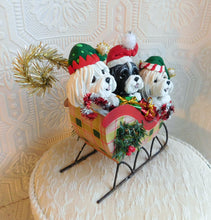 Load image into Gallery viewer, Havanese Christmas Sleigh Hand sculpted Clay Collectible