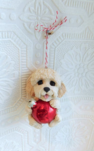 Goldendoodle Christmas ornament Hand Sculpted Collectible