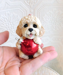 Goldendoodle Christmas ornament Hand Sculpted Collectible