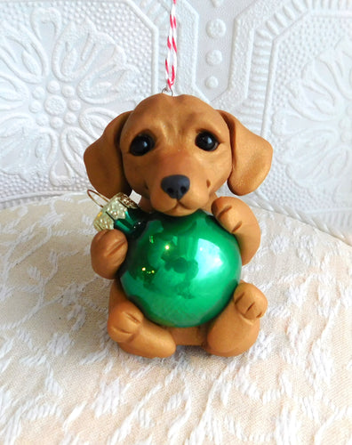 Dachshund Christmas ornament Hand Sculpted Collectible