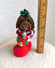 Load image into Gallery viewer, Christmas Havanese in Santa&#39;s boot Hand Sculpted Collectible