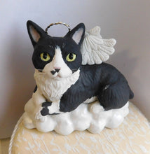 Load image into Gallery viewer, Cat Memorial Angel with Wings and Halo on cloud Keepsake portrait CUSTOM sculpture - Furever Clay