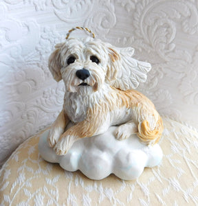 Dog Memorial, YOUR Pet Angel with Wings and Halo on cloud Keepsake portrait CUSTOM sculpture - Furever Clay