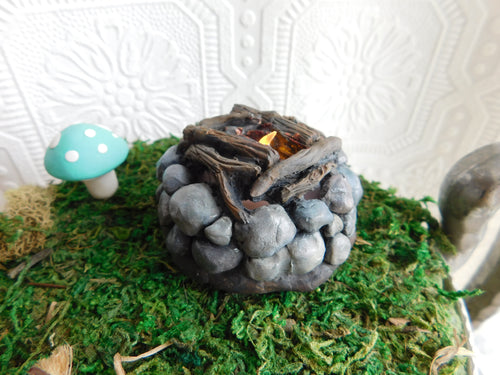 Fairy Garden/ Dollhouse Light up firepit - Furever Clay