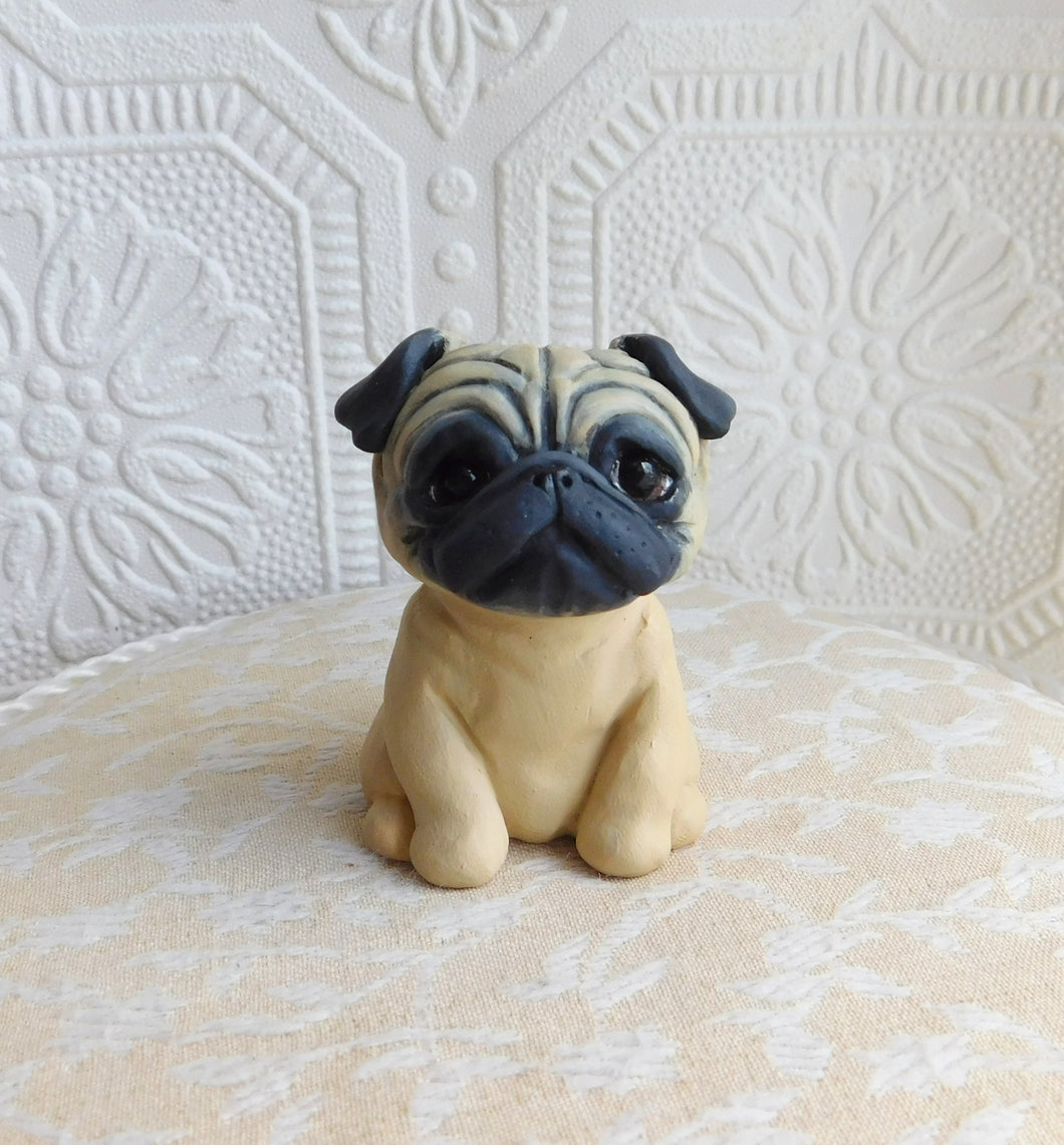 Fawn Pug Collectible Shelf sitter - Furever Clay
