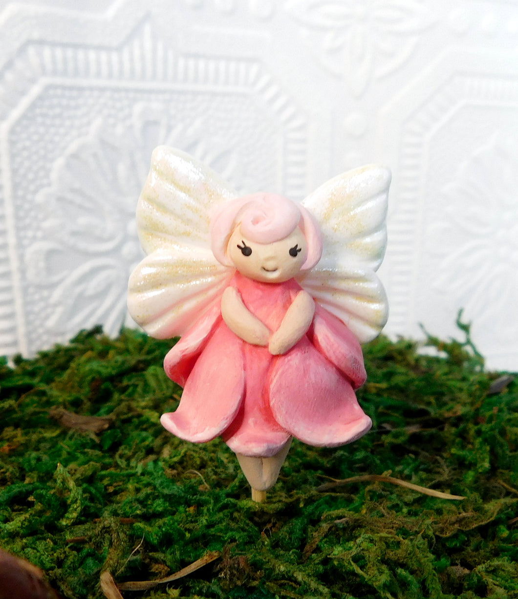 Fairy Garden Pink flower Fairy - Furever Clay