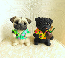 Load image into Gallery viewer, RESERVED for Leslie  Set of 4 Hawiian cuties- Pug Sculptures