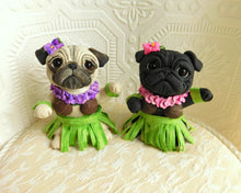 Load image into Gallery viewer, RESERVED for Leslie  Set of 4 Hawiian cuties- Pug Sculptures