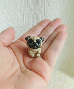 Pocket Pug Hand sculpted Clay Collectible