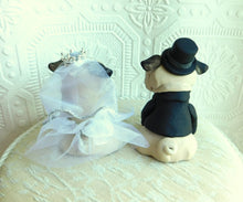 Load image into Gallery viewer, Bride &amp; Groom Pugs Hand sculpted Clay Collectibles