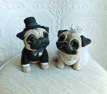 Load image into Gallery viewer, Bride &amp; Groom Pugs Hand sculpted Clay Collectibles