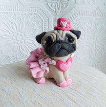 Load image into Gallery viewer, Pretty in pink Pug Hand sculpted Clay Collectible