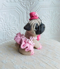 Load image into Gallery viewer, Pretty in pink Pug Hand sculpted Clay Collectible