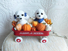 Load image into Gallery viewer, Poodles &amp; Pumpkins Little Red Wagon Hand sculpted Clay Collectible