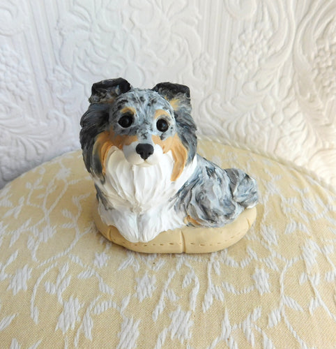 Blue Merle Sheltie Sculpture - Furever Clay