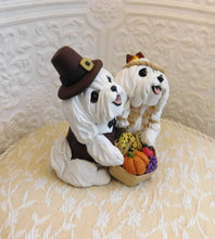 Load image into Gallery viewer, Thanksgiving Maltese Pilgrim/Indian Sculpture - Furever Clay