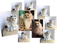 Load image into Gallery viewer, Cat Memorial Angel with Wings and Halo on cloud Keepsake portrait CUSTOM sculpture - Furever Clay