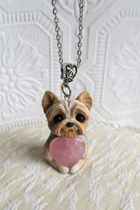 Yorkshire Terrier Love & Energy Rose Quartz pendant necklace