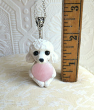 Load image into Gallery viewer, Poodle Love &amp; Energy Rose Quartz pendant necklace