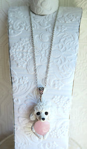Poodle Love & Energy Rose Quartz pendant necklace