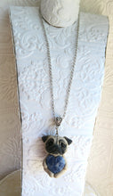 Load image into Gallery viewer, Fawn Pug Love &amp; Energy  Blue Sodalite Heart pendant necklace