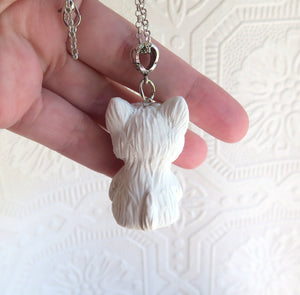 West Highland White Terrier Love & Healing Red Agate heart stone pendant necklace