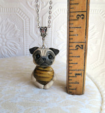 Load image into Gallery viewer, Fawn Pug Love &amp; Energy Tiger&#39;s Eye Heart pendant necklace
