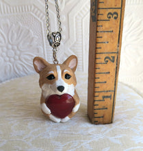 Load image into Gallery viewer, Corgi Love &amp; EnergyRed Agate heart stone pendant necklace