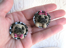 Load image into Gallery viewer, Pair of Pug Hand sculpted Clay Collectible Magnets