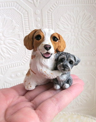 RESERVED FOR SARA adult and pup HUGS hand sculpted Collectible