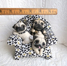 Load image into Gallery viewer, Pugs Movie Night in Favorite Chair Hand sculpted Clay Collectible