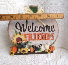 Load image into Gallery viewer, Welcome Friends! Autumn Pug Home Decor Hand sculpted Clay Collectible