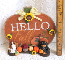 Load image into Gallery viewer, Hello Fall  Autumn Cavalier King Charles Home Decor Hand sculpted Clay Collectible
