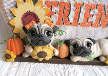 Load image into Gallery viewer, Welcome Friends! Autumn Pug Home Decor Hand sculpted Clay Collectible