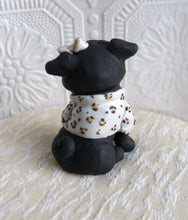Load image into Gallery viewer, Sassy &#39;lil Black Pug with bow Hand sculpted Clay Collectible