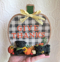 Load image into Gallery viewer, GIVE THANKS Autumn Pug Home Decor Hand sculpted Clay Collectible