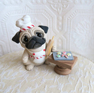 Christmas Cookie time Pug Hand Sculpted Collectible