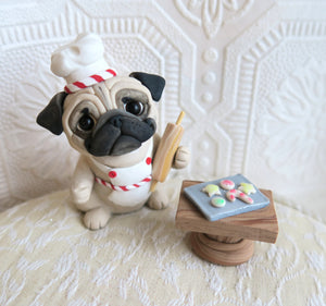Christmas Cookie time Pug Hand Sculpted Collectible