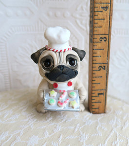 Christmas Cookie time Pug Hand Sculpted Collectible