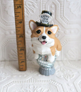 Happy New Year Corgi Hand Sculpted Collectible
