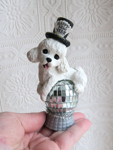 Happy New Year Poodle Hand Sculpted Collectible