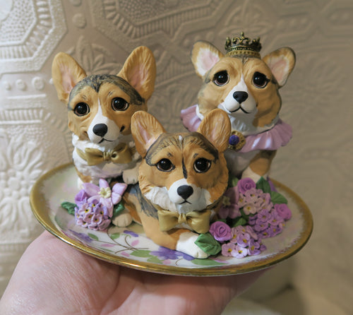 Special Order Corgis Hand sculpted Clay Collectible piece