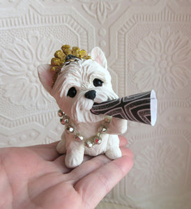 Happy New Year West Highland White Terrier Hand Sculpted Collectible