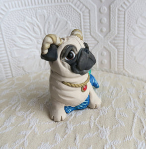 Capricorn Pug Hand Sculpted Collectible