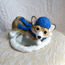 Load image into Gallery viewer, Ice Skating Winter Snow Corgi Cutie Hand Sculpted Collectible