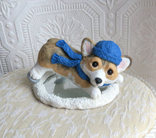 Load image into Gallery viewer, Ice Skating Winter Snow Corgi Cutie Hand Sculpted Collectible