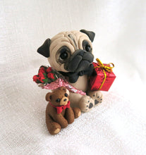 Load image into Gallery viewer, Valentine Pug Bearing Gifts Pug Hand Sculpted Collectible