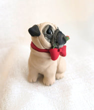 Load image into Gallery viewer, Valentine Pug with a Rose Hand Sculpted Collectible