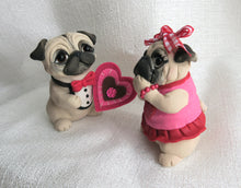 Load image into Gallery viewer, Valentine Pug Couple Hand Sculpted Collectibles